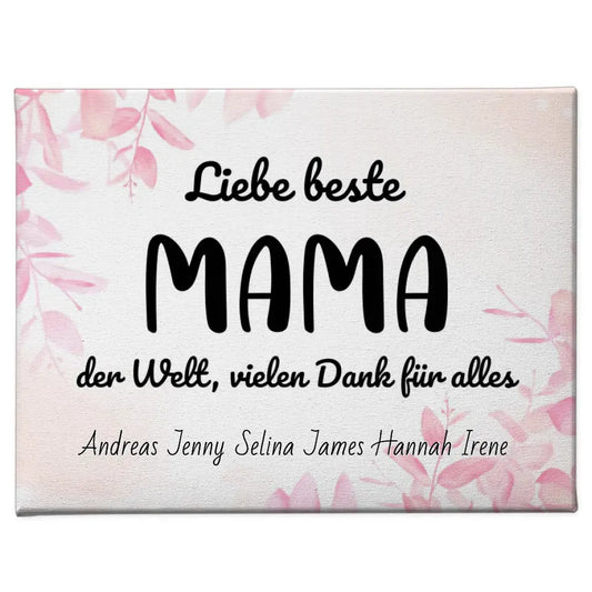 Mama Leinwand Beste Mama der Welt Danke für alles Personalisiert