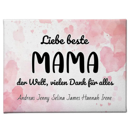 Personalisierte Leinwand Beste Mama der Welt Geschenk