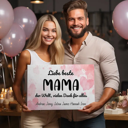 Personalisierte Leinwand Beste Mama der Welt Geschenk