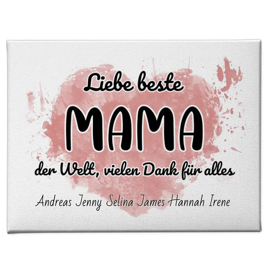 Leinwand mit Namen Beste Mama der Welt Danke Personalisiert