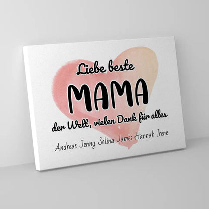 Leinwand für Beste Mama der Welt Danke für alles Personalisiert