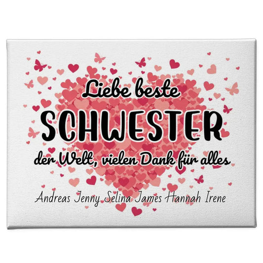 Schwester Leinwand Personalisiert Beste Schwester der Welt Danke