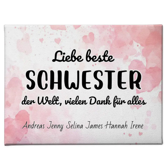 Personalisierte Leinwand Beste Schwester Danke für alles 1