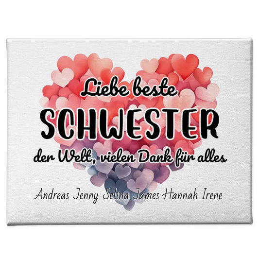 Leinwand Beste Schwester der Welt Geschenk Personalisiert 1