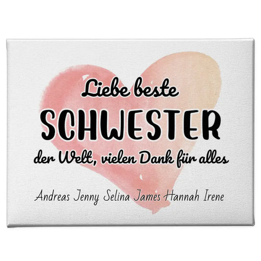 Leinwand für Beste Schwester der Welt Danke für alles Personalisiert 1