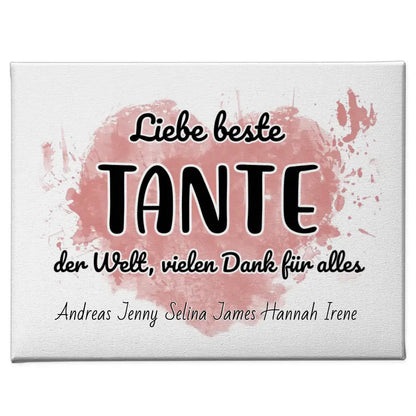 Leinwand mit Namen Beste Tante Danke für alles Personalisiert