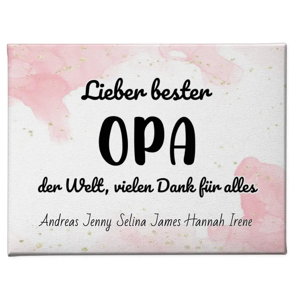 Opa Leinwand Personalisiert Bester Opa der Welt Danke