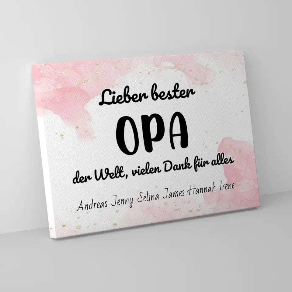 Opa Leinwand Personalisiert Bester Opa der Welt Danke