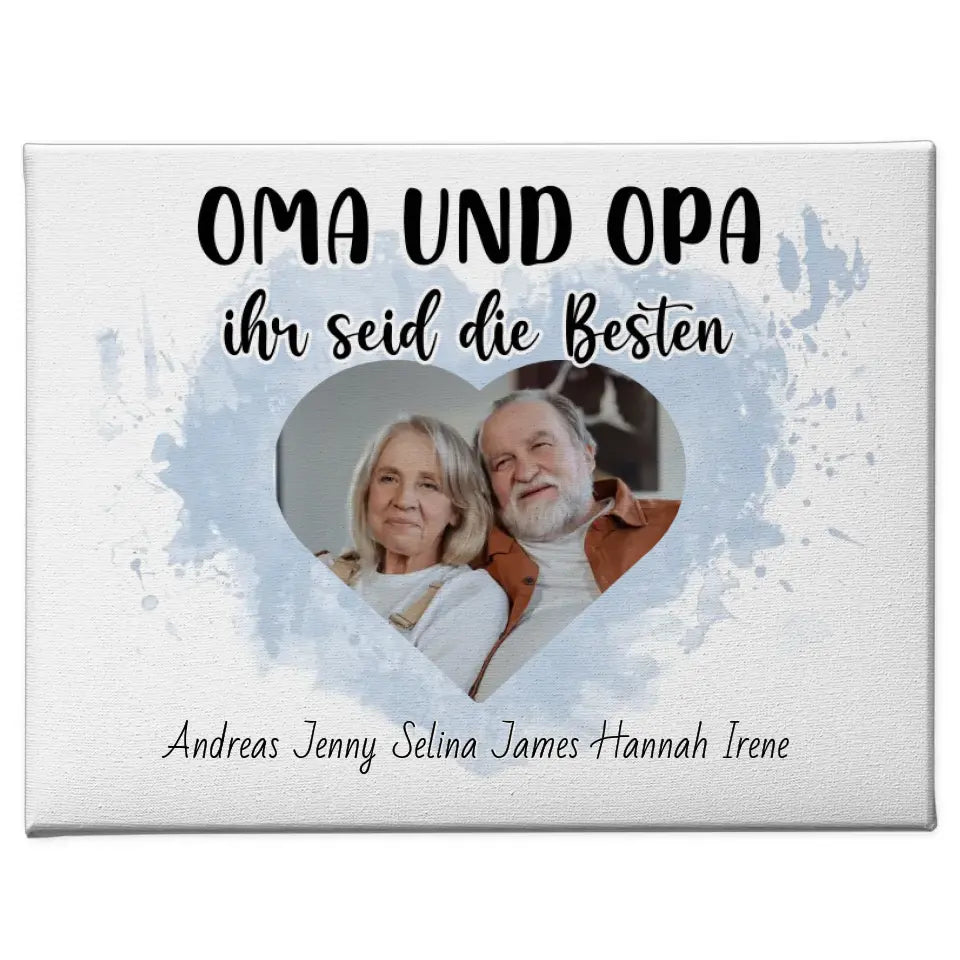 Leinwand mit Namen Oma und Opa Ihr seid die Besten Personalisiert