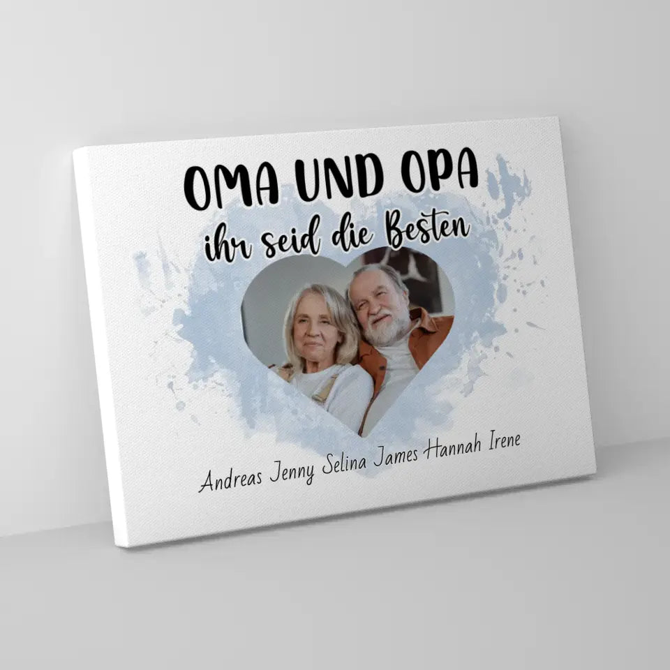 Leinwand mit Namen Oma und Opa Ihr seid die Besten Personalisiert