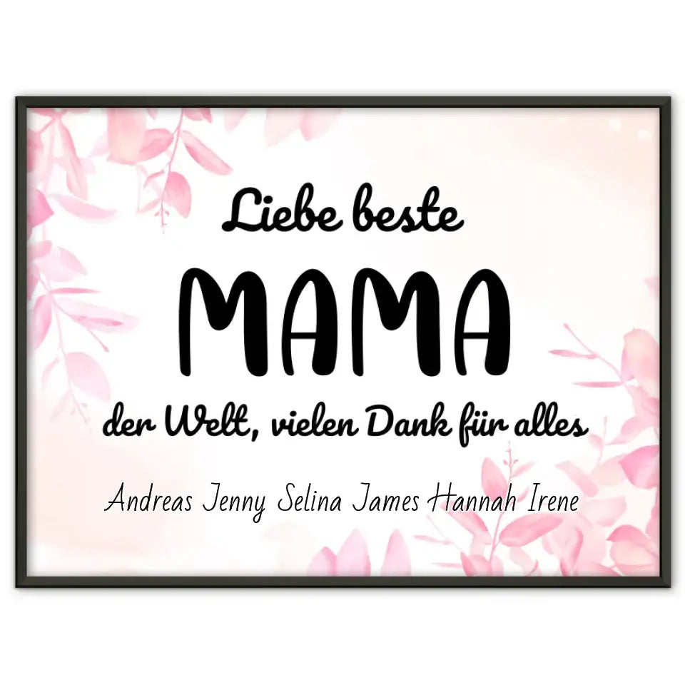 Mama Poster Beste Mama der Welt Danke für alles Personalisiert
