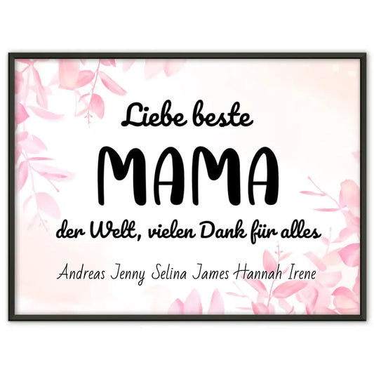 Mama Poster Beste Mama der Welt Danke für alles Personalisiert