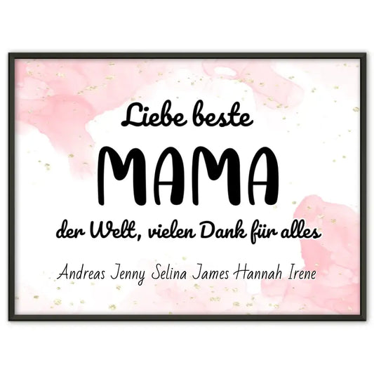 Personalisiertes Mama Poster Beste Mama der Welt Danke für alles