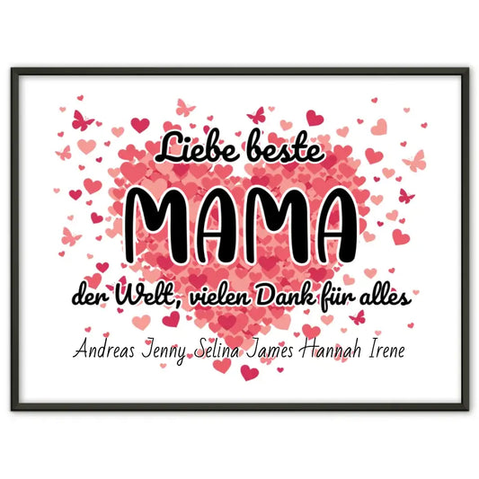Mama Poster Personalisiert Beste Mama der Welt Danke für alles