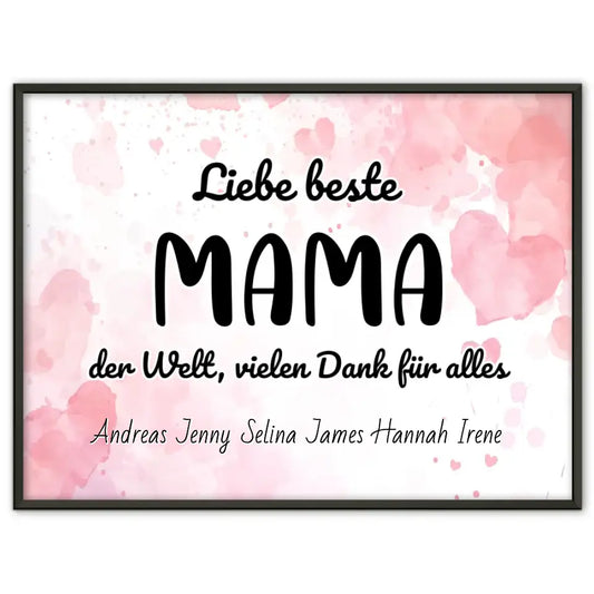 Personalisiertes Poster Beste Mama der Welt Danke für alles