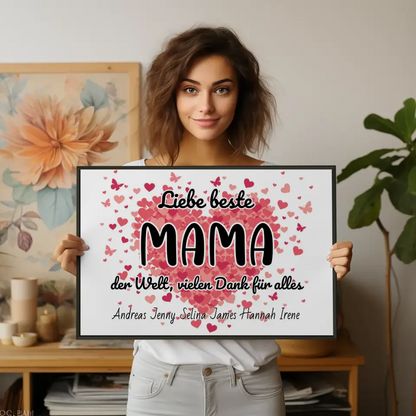 Mama Poster Personalisiert Beste Mama der Welt Danke für alles