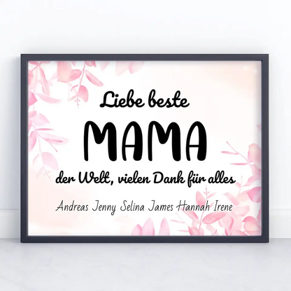 Mama Poster Beste Mama der Welt Danke für alles Personalisiert