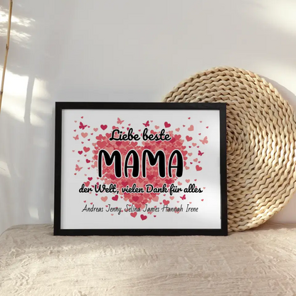 Mama Poster Personalisiert Beste Mama der Welt Danke für alles