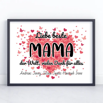 Mama Poster Personalisiert Beste Mama der Welt Danke für alles