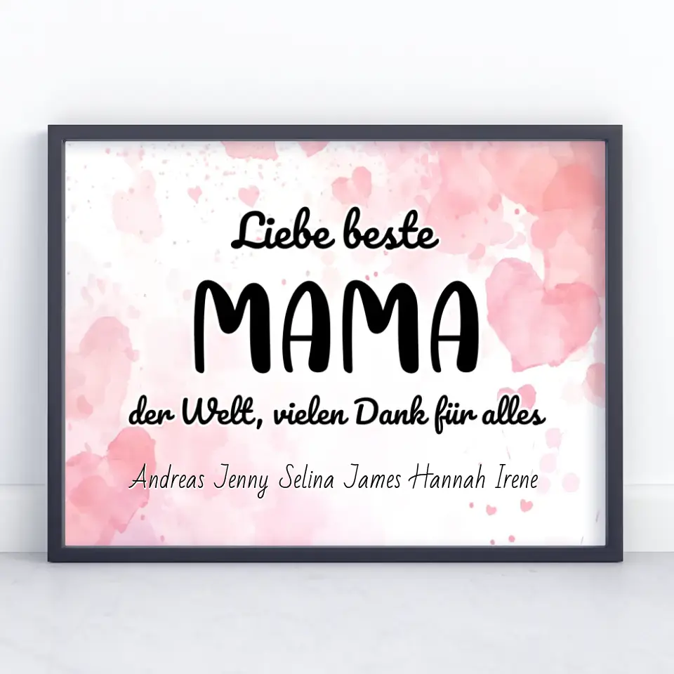 Personalisiertes Poster Beste Mama der Welt Danke für alles