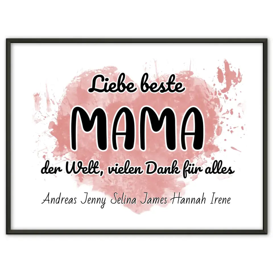 Poster mit Namen Beste Mama der Welt Danke für alles Personalisiert