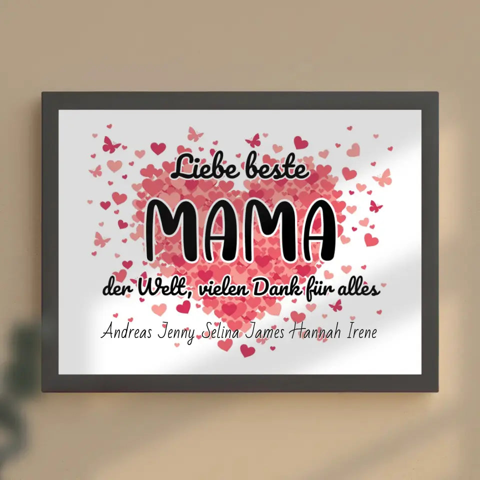 Mama Poster Personalisiert Beste Mama der Welt Danke für alles