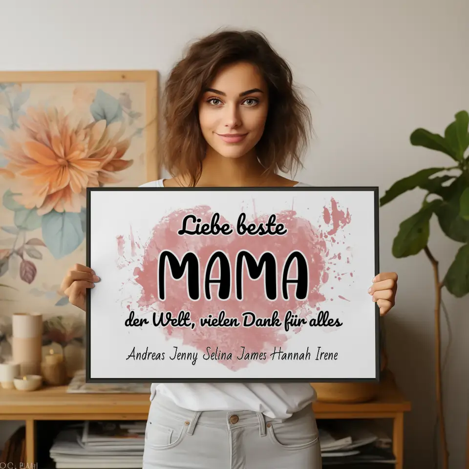 Poster mit Namen Beste Mama der Welt Danke für alles Personalisiert