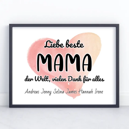 Poster für Beste Mama der Welt Danke für alles Personalisiert