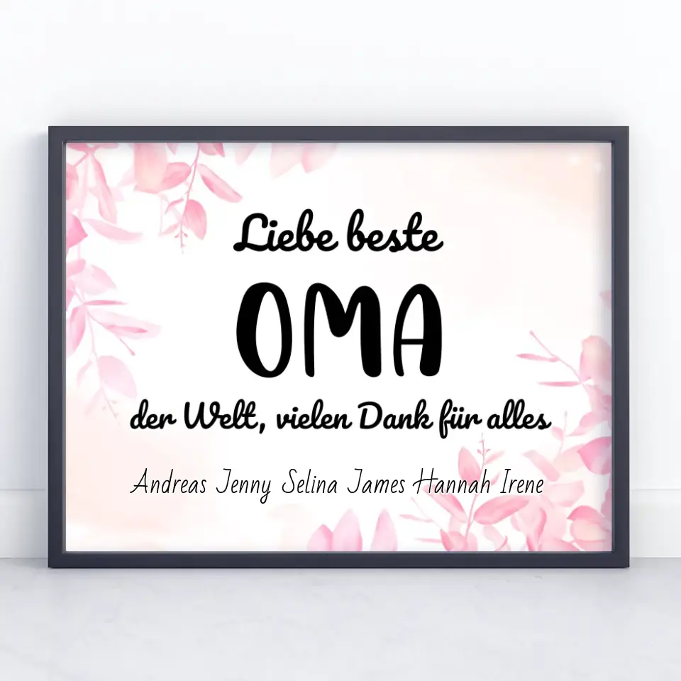 Oma Poster Beste Oma der Welt Danke für alles Personalisiert