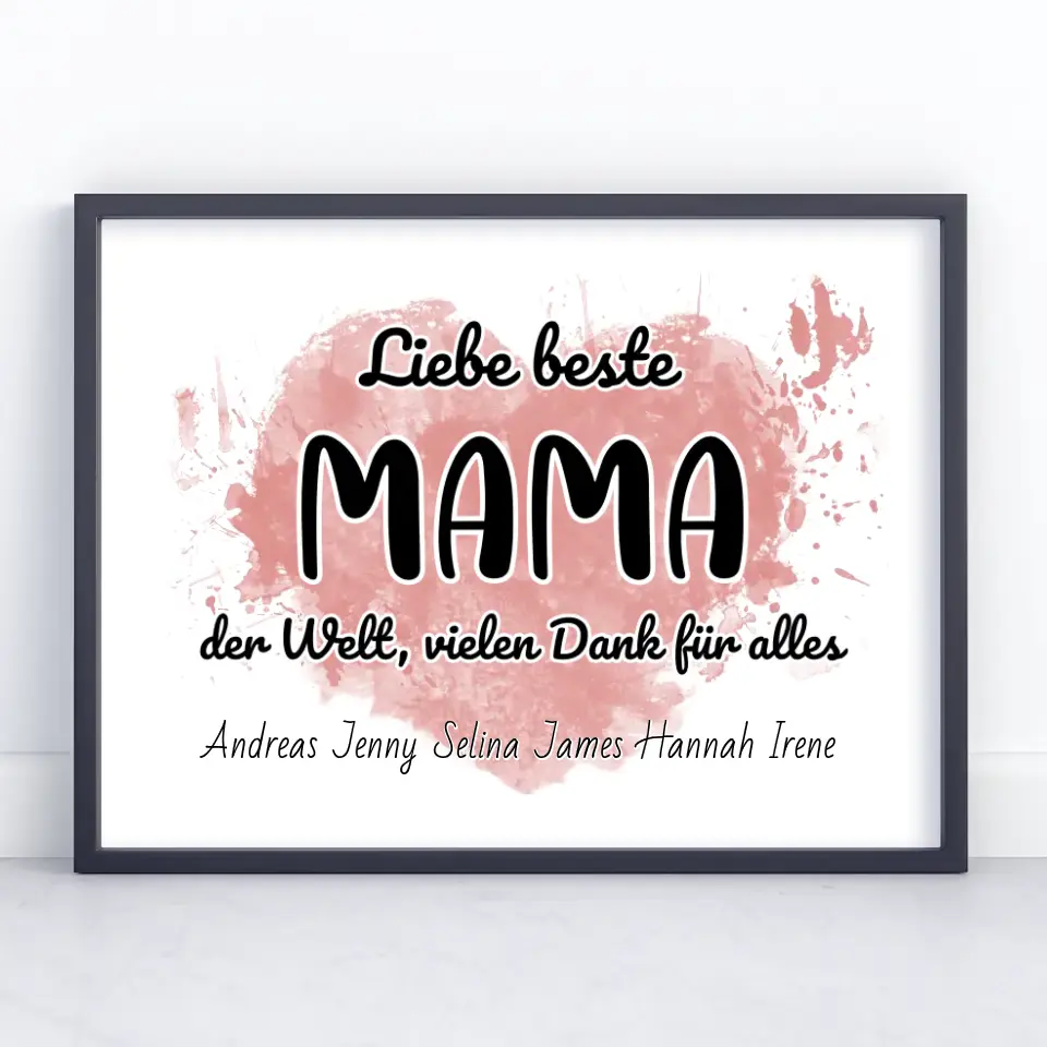 Poster mit Namen Beste Mama der Welt Danke für alles Personalisiert