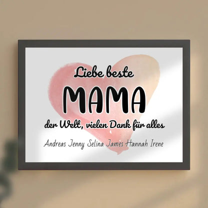 Poster für Beste Mama der Welt Danke für alles Personalisiert