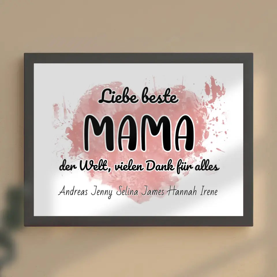 Poster mit Namen Beste Mama der Welt Danke für alles Personalisiert