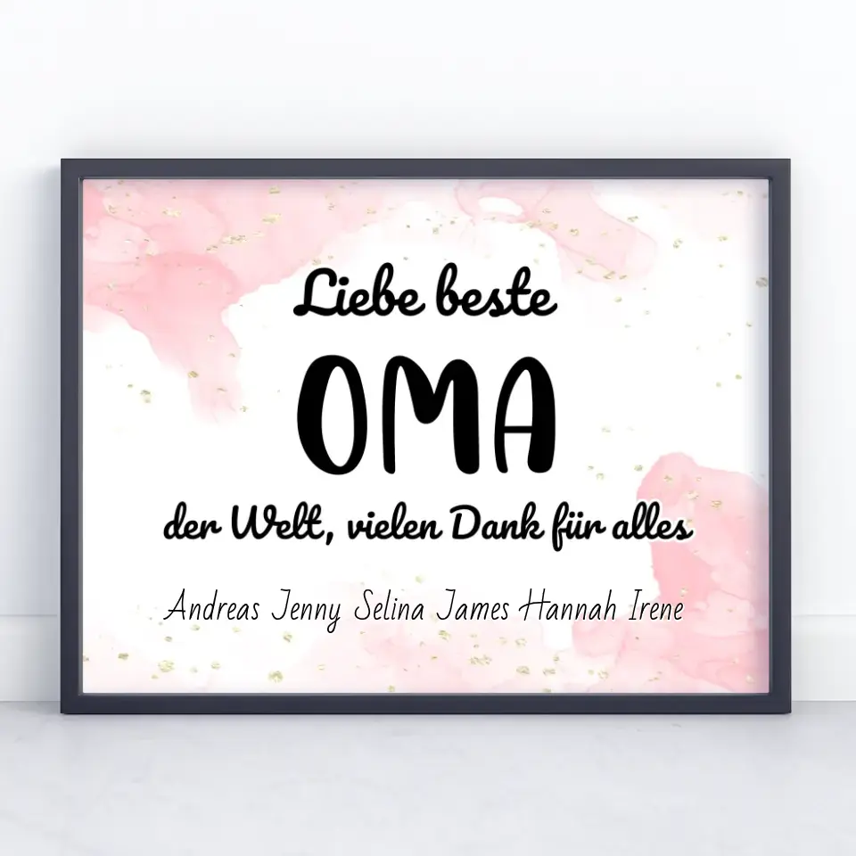 Personalisiertes Oma Poster Beste Oma der Welt Danke für alles