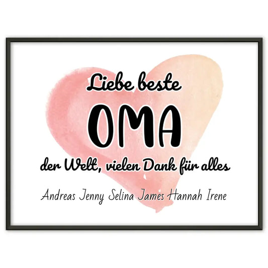 Poster für Beste Oma der Welt Danke für alles Personalisiert