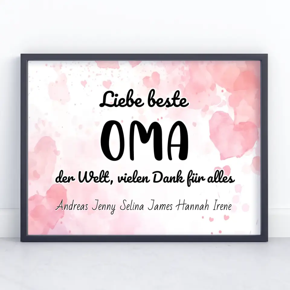 Personalisiertes Poster Beste Oma der Welt Danke für alles