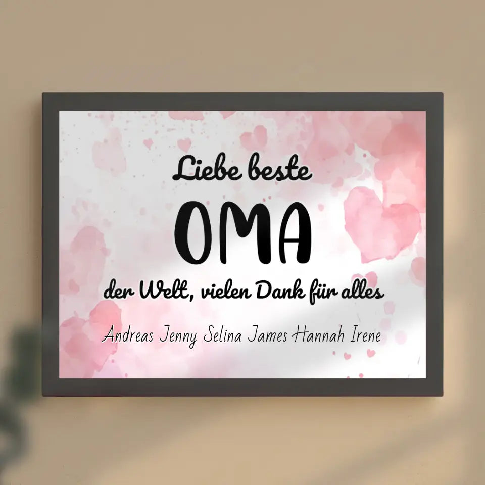 Personalisiertes Poster Beste Oma der Welt Danke für alles