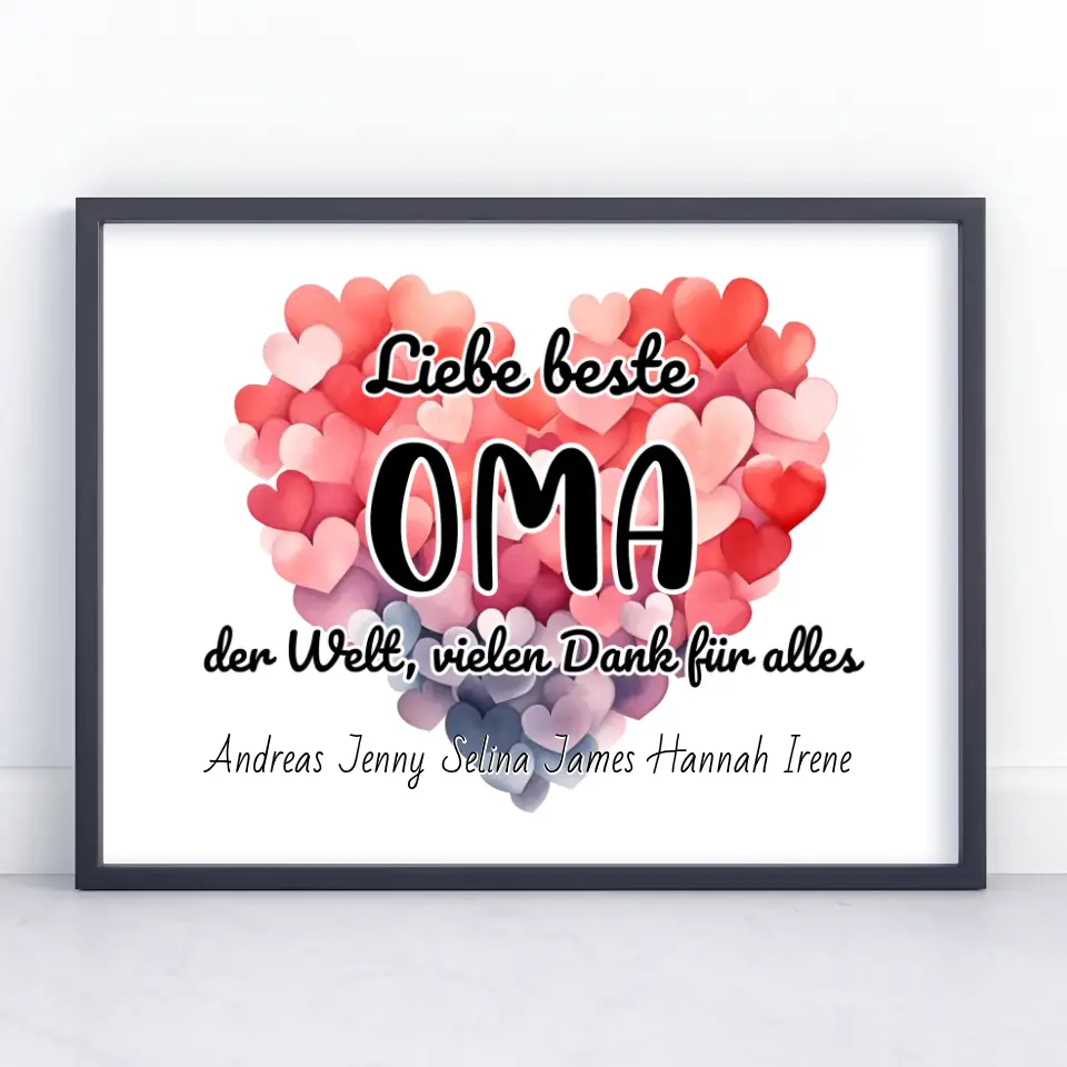 Poster Beste Oma der Welt Danke für alles Personalisiert