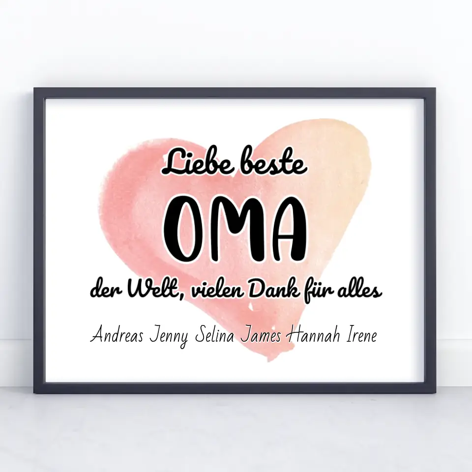 Poster für Beste Oma der Welt Danke für alles Personalisiert
