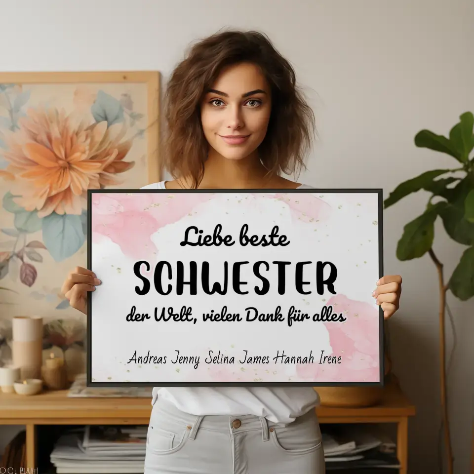 Personalisiertes Schwester Poster Beste Schwester der Welt Danke für alles