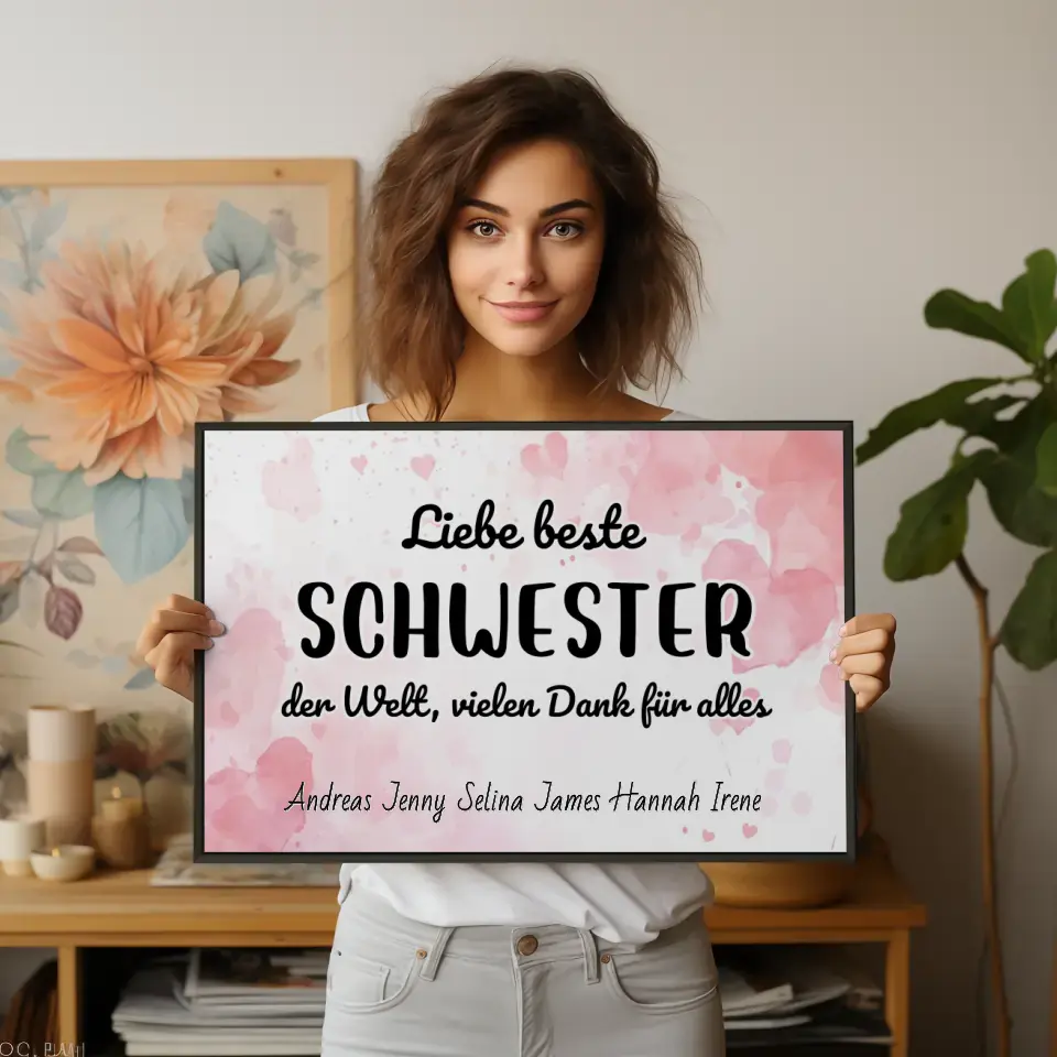 Personalisiertes Poster Beste Schwester der Welt Danke für alles
