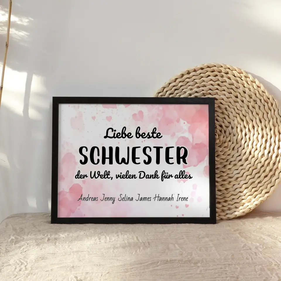 Personalisiertes Poster Beste Schwester der Welt Danke für alles
