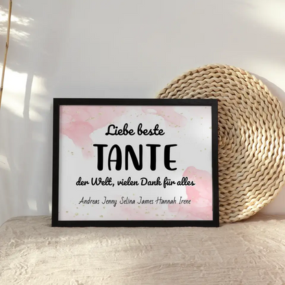 Personalisiertes Tante Poster Beste Tante der Welt Danke für alles