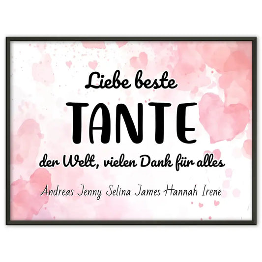 Personalisiertes Poster Beste Tante der Welt Danke für alles