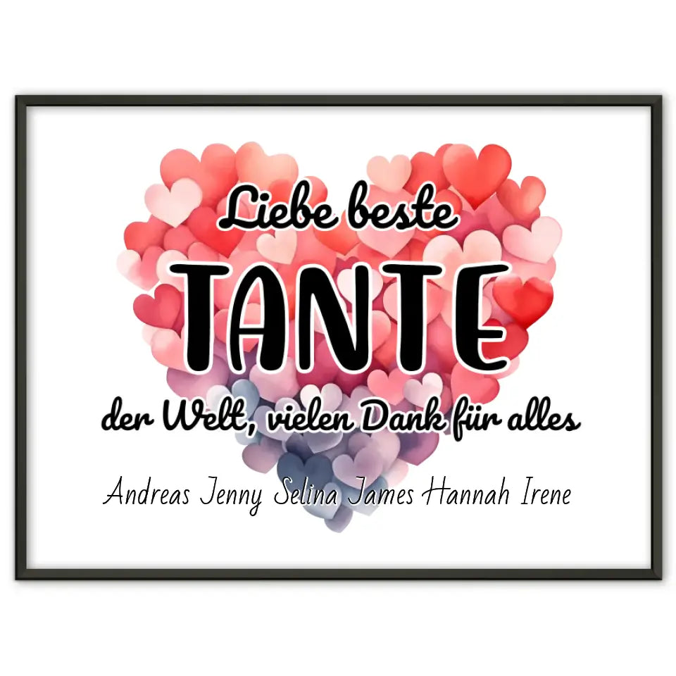 Poster Beste Tante der Welt Danke für alles Personalisiert