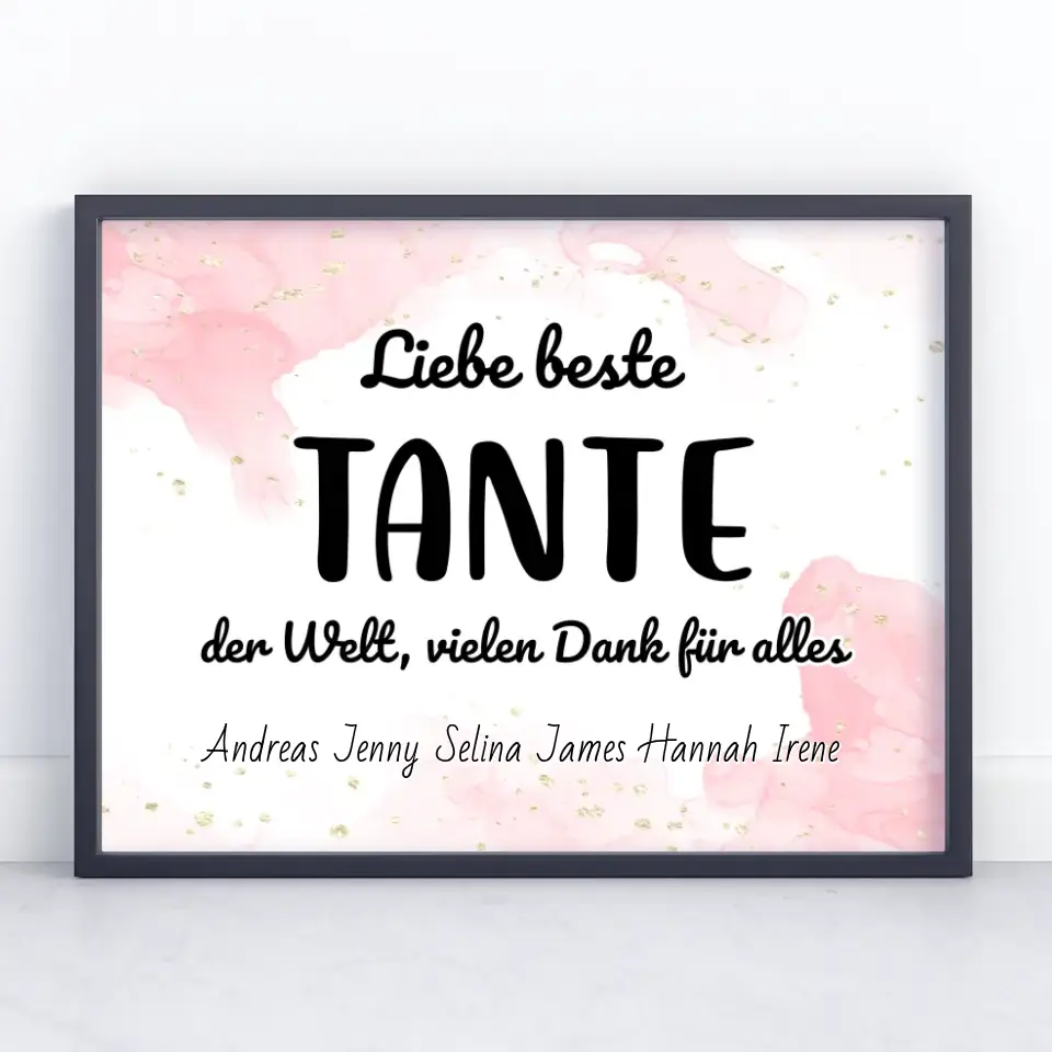 Personalisiertes Tante Poster Beste Tante der Welt Danke für alles
