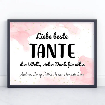 Personalisiertes Tante Poster Beste Tante der Welt Danke für alles