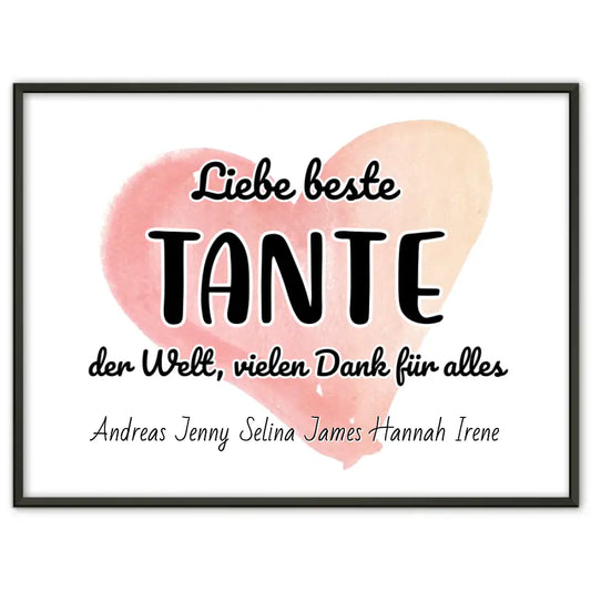 Poster für Beste Tante der Welt Danke für alles Personalisiert