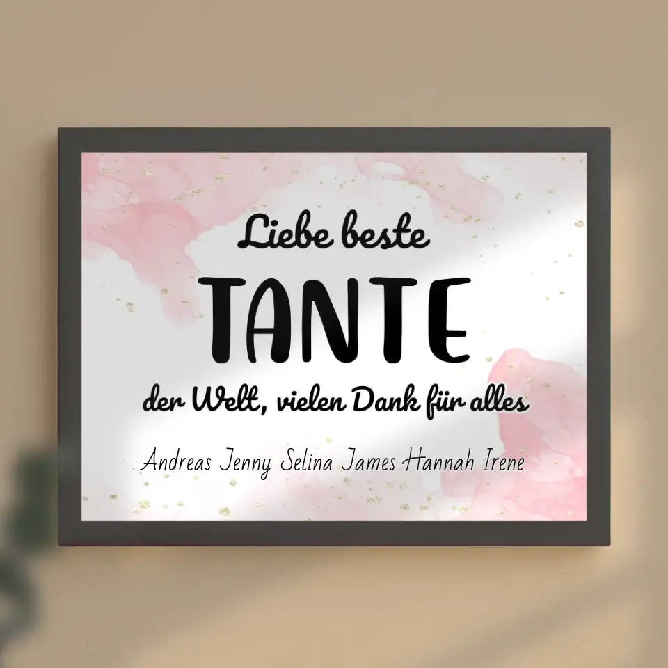 Personalisiertes Tante Poster Beste Tante der Welt Danke für alles