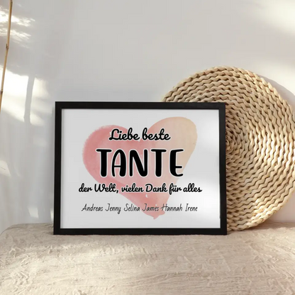 Poster für Beste Tante der Welt Danke für alles Personalisiert