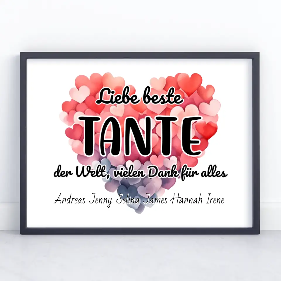 Poster Beste Tante der Welt Danke für alles Personalisiert